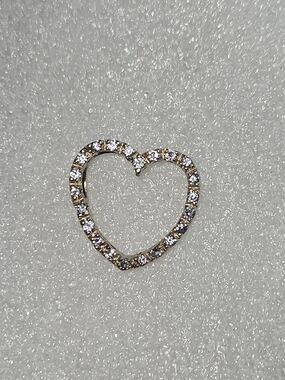 Vintage Gold Over 925 Silver Cubic Zirconia Love Heart Slider Pendant